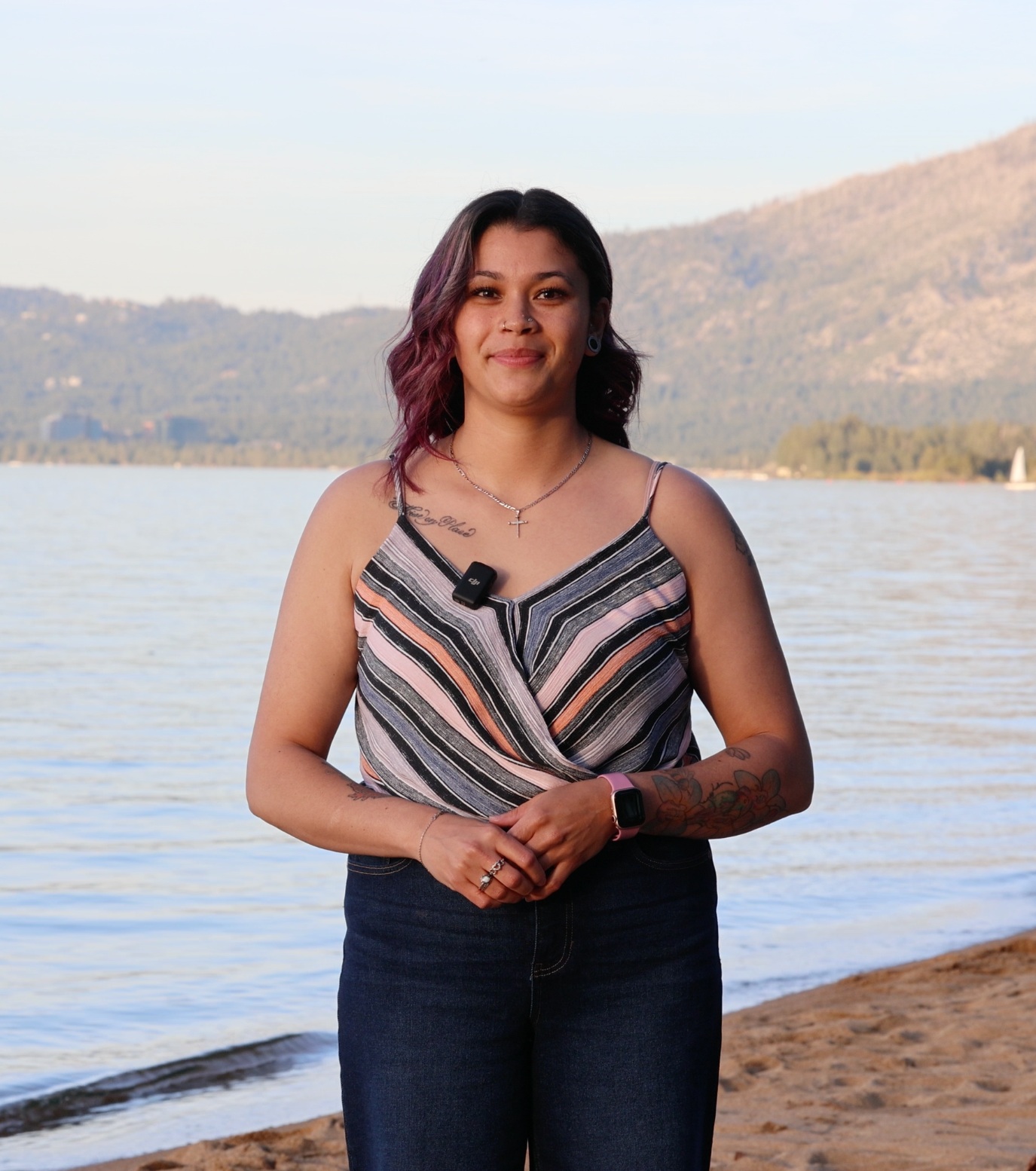 Chef Erika Gieg beside Lake Tahoe